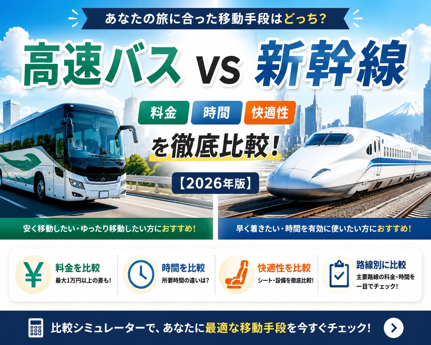 高速バス vs 新幹線｜料金・時間・快適性を徹底比較【2026年版】